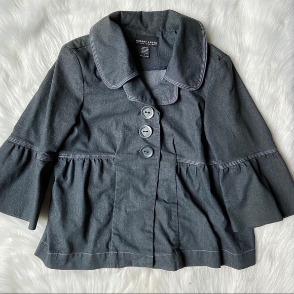 Robert Louis Denim Quarter Cropped Swing Jacket - Picture 1 of 9